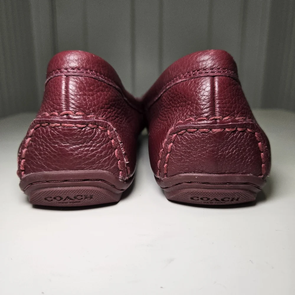Coach Womens Marley Driver Loafer Burgundy Size 8 Leather Comfy Preppy Old Money - Picture 10 of 13